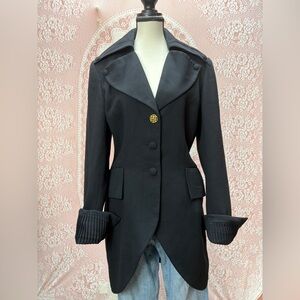 Devine Paris Black Tailored Tuxedo Coat – Made in France – Sz 42/10